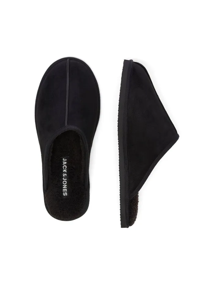 Flip Flops and Sandals JACK and JONES Mens TEDDY SLIPPERS Black Anthracite Popular