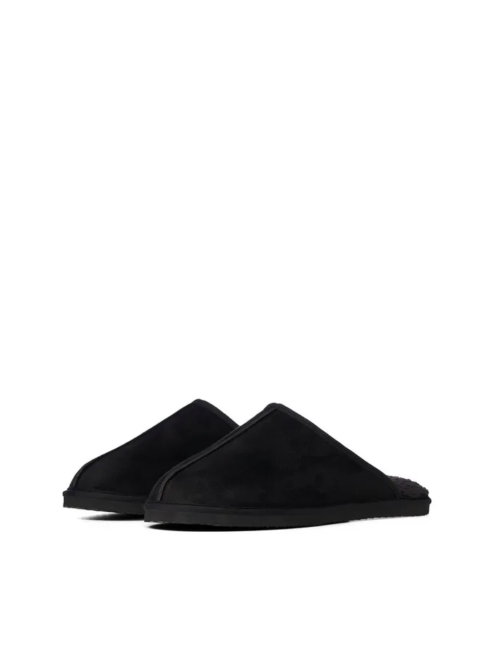 Flip Flops and Sandals JACK and JONES Mens TEDDY SLIPPERS Black Anthracite Popular