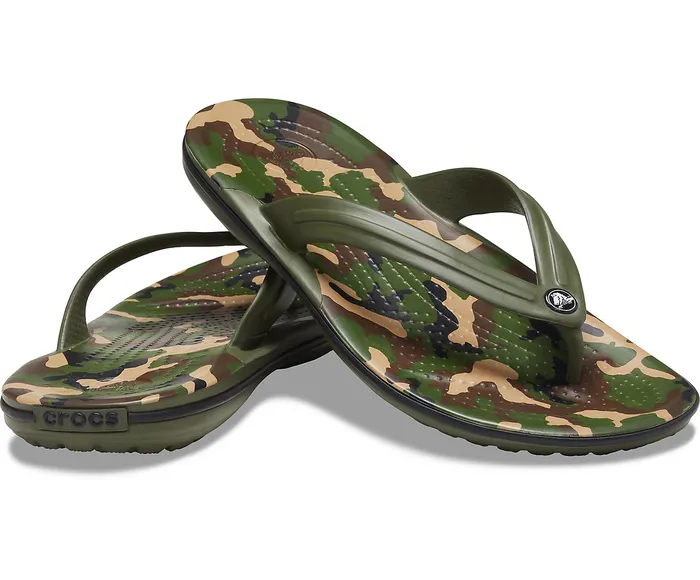 FlipFlops Crocs Women Crocband Printed Flip Army Green Black