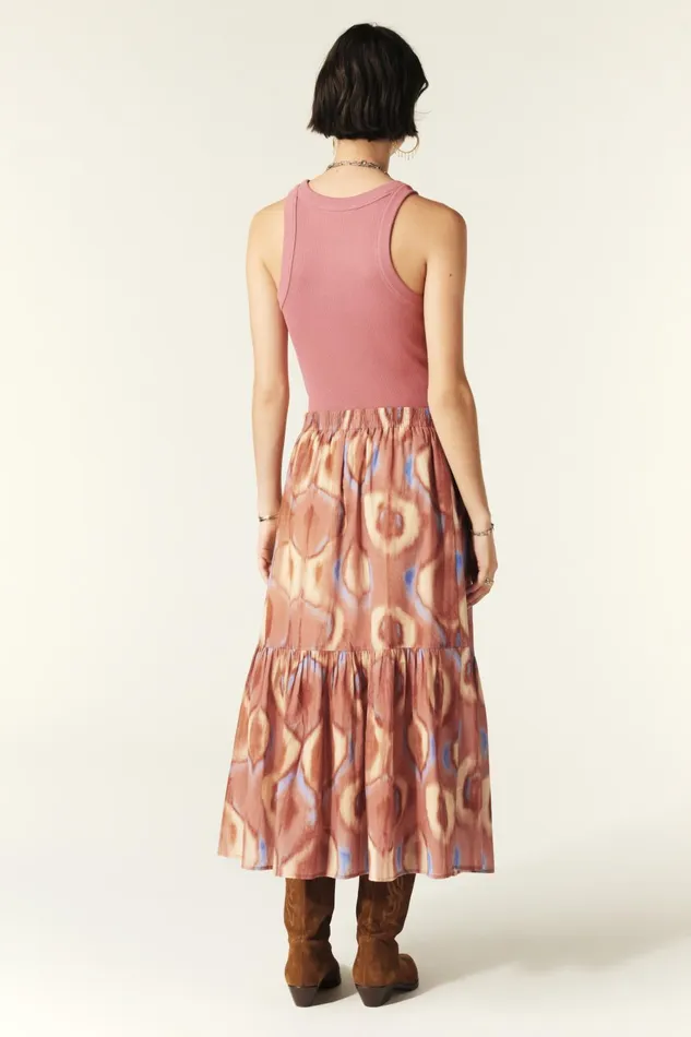 Flowing Midi Skirt Clarie Pink Women Baandsh Skirts and Shorts