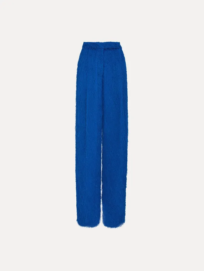 Fringe Fil Coup Wide Leg Pant Lapis Women Oscar De La Renta Pants and Skirts
