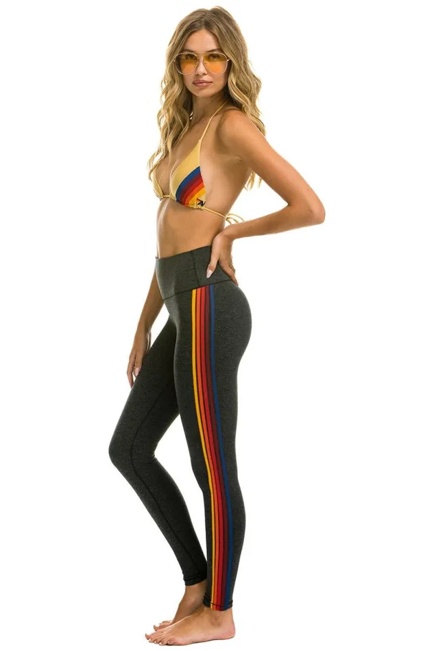 Full Length HiRise 5 Stripe Leggings 8211 Charcoal Women Aviator Nation Leggings Full Length HiRise 5 Stripe Leggings 8211 Charcoal Women Aviator Nation Leggings