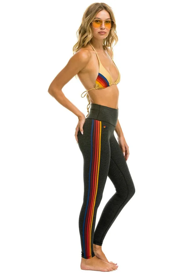 Full Length HiRise 5 Stripe Leggings 8211 Charcoal Women Aviator Nation Leggings