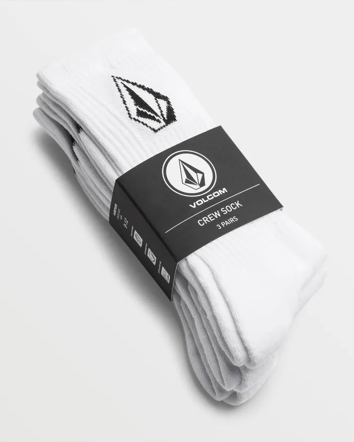 Full Stone Sock 3 Pack 8211 White Mens Volcom Mountain Biking