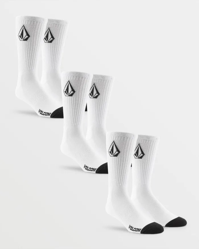 Full Stone Sock 3 Pack 8211 White Mens Volcom Mountain Biking