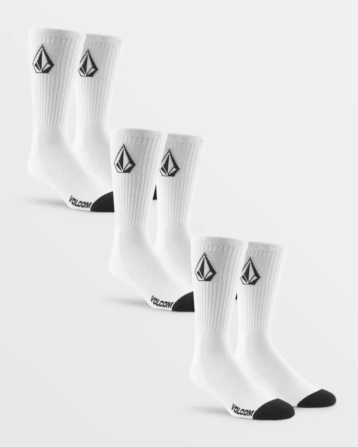 Full Stone Sock 3 Pack 8211 White Mens Volcom Mountain Biking