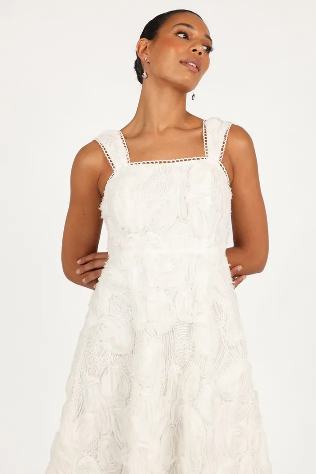 Gabbie Midi Dress White Women Fall Dresses Petal and Pup