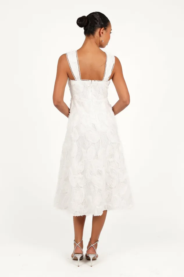 Gabbie Midi Dress White Women Fall Dresses Petal and Pup