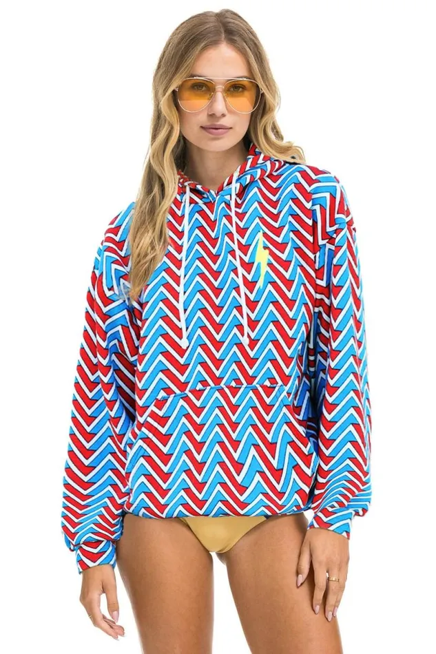 Geo Zig Bolt Embroidery Relaxed Pullover Hoodie 8211 Red Blue WomenMen Aviator Nation Hoodies Geo Zig Bolt Embroidery Relaxed Pullover Hoodie 8211 Red Blue WomenMen Aviator Nation Hoodies