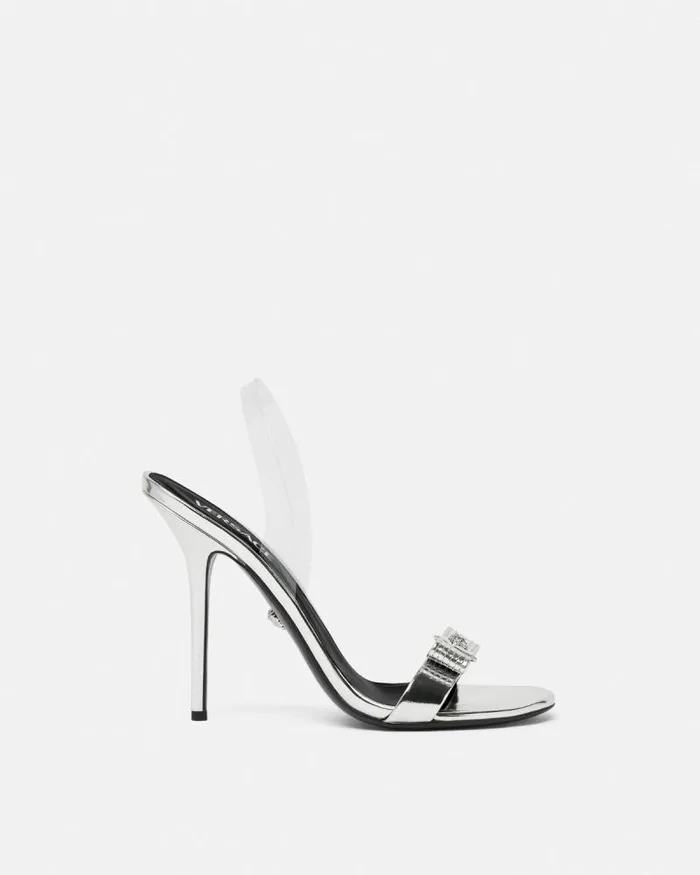Gianni Ribbon Metallic Sandals 43034 110 Mm Silver Women Versace Sandals