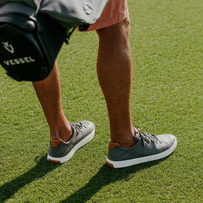 Golf Men Olukai Waialae Waterproof Leather Golf Shoes 8211 Stone