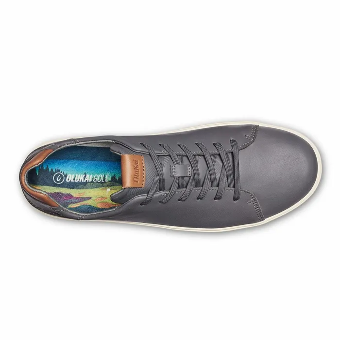 Golf Men Olukai Waialae Waterproof Leather Golf Shoes 8211 Stone