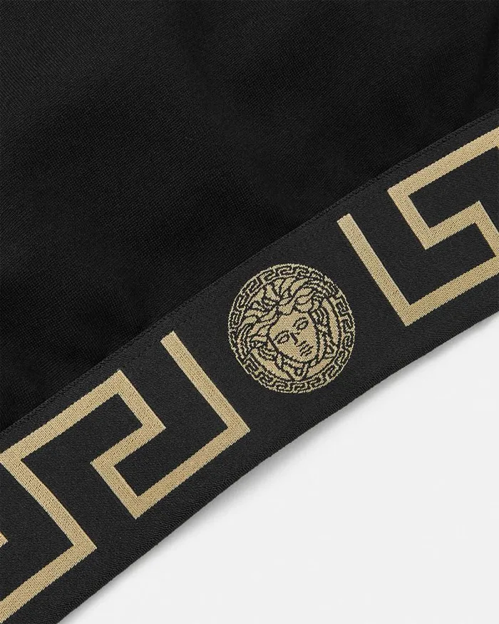 Greca Border Gym Sports Bra Black Women Versace Activewear