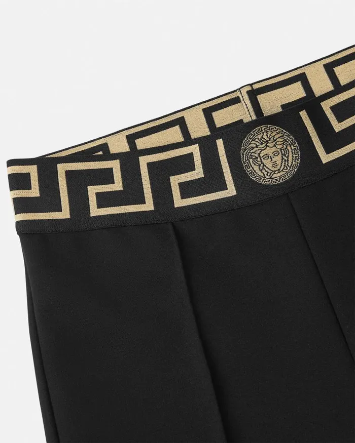 Greca Border Gym Stirrup Leggings Black Women Versace Activewear