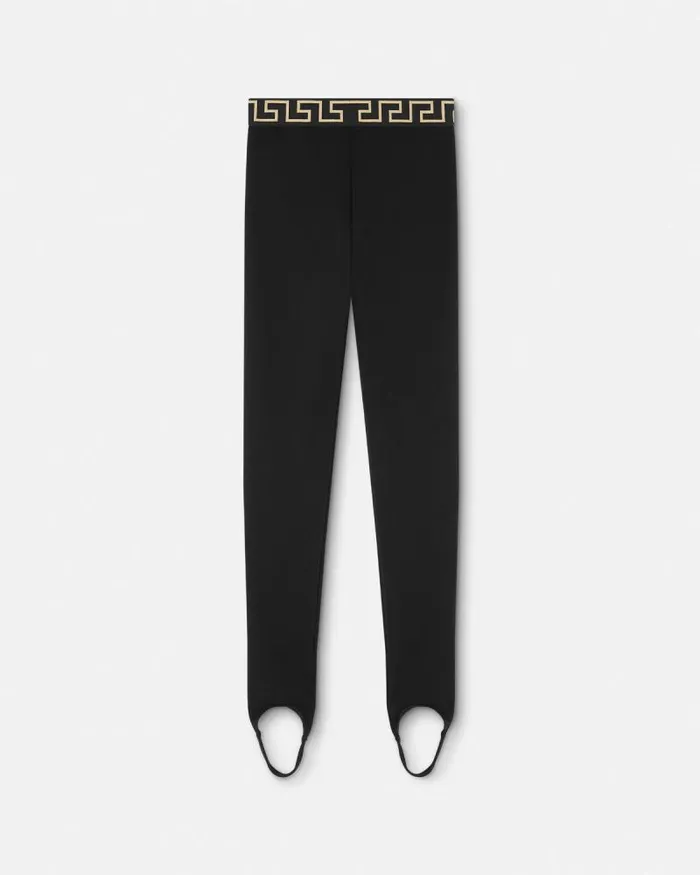 Greca Border Gym Stirrup Leggings Black Women Versace Activewear