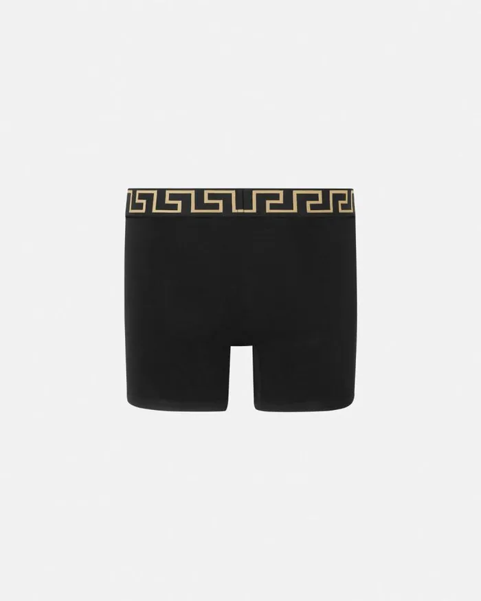 Greca Border Long Trunks Black Men Versace Boxers