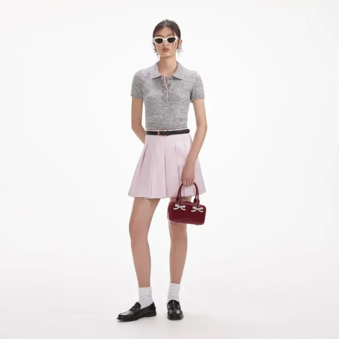 Grey Melange Diamante Knit Top Women Self Portrait Tops