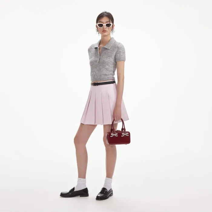 Grey Melange Diamante Knit Top Women Self Portrait Tops Grey Melange Diamante Knit Top Women Self Portrait Tops