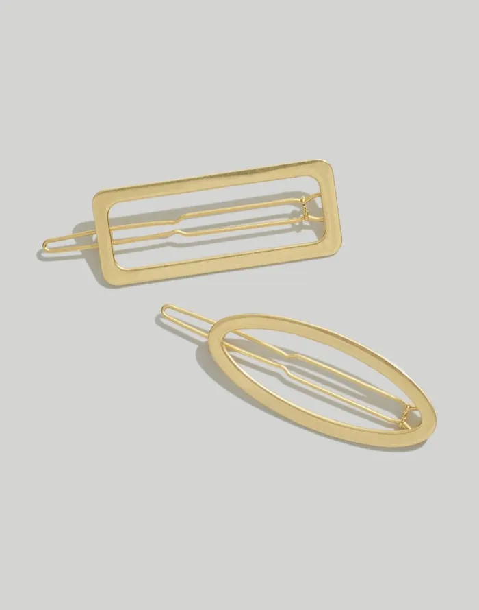 Hair Accessories Women Madewell TwoPack Open Shape Hair Clips Vintage Gold