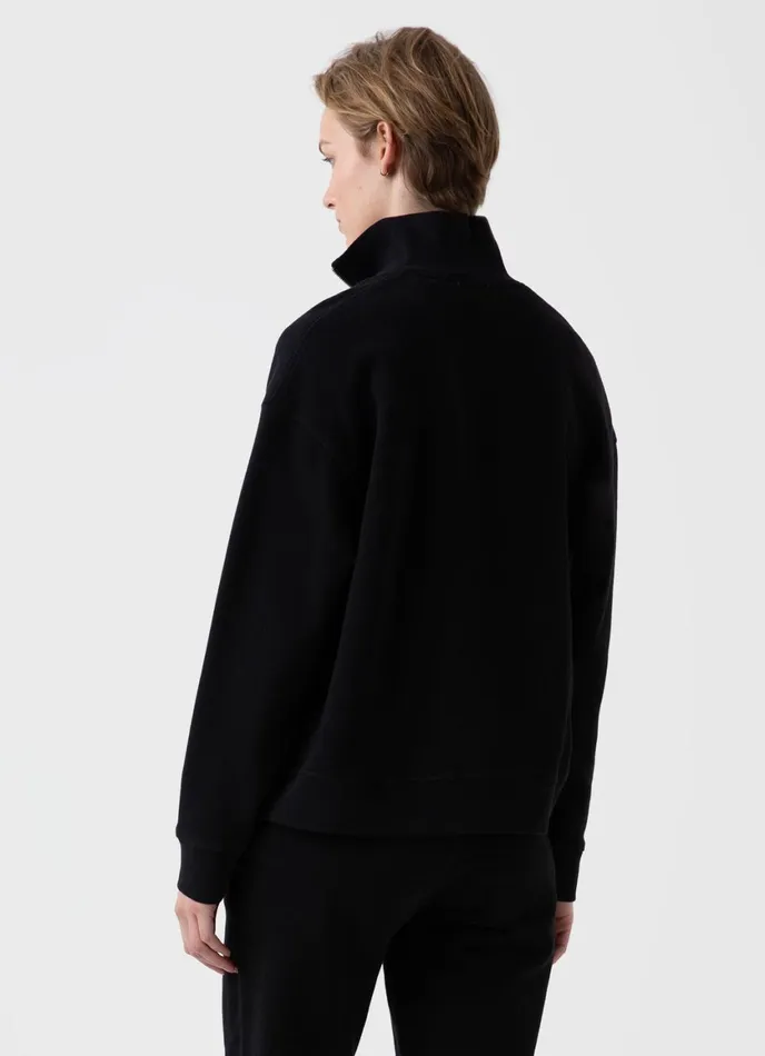 Half Zip Loopback Sweatshirt Black Women SUNSPEL Sweatshirts and Sweatpants
