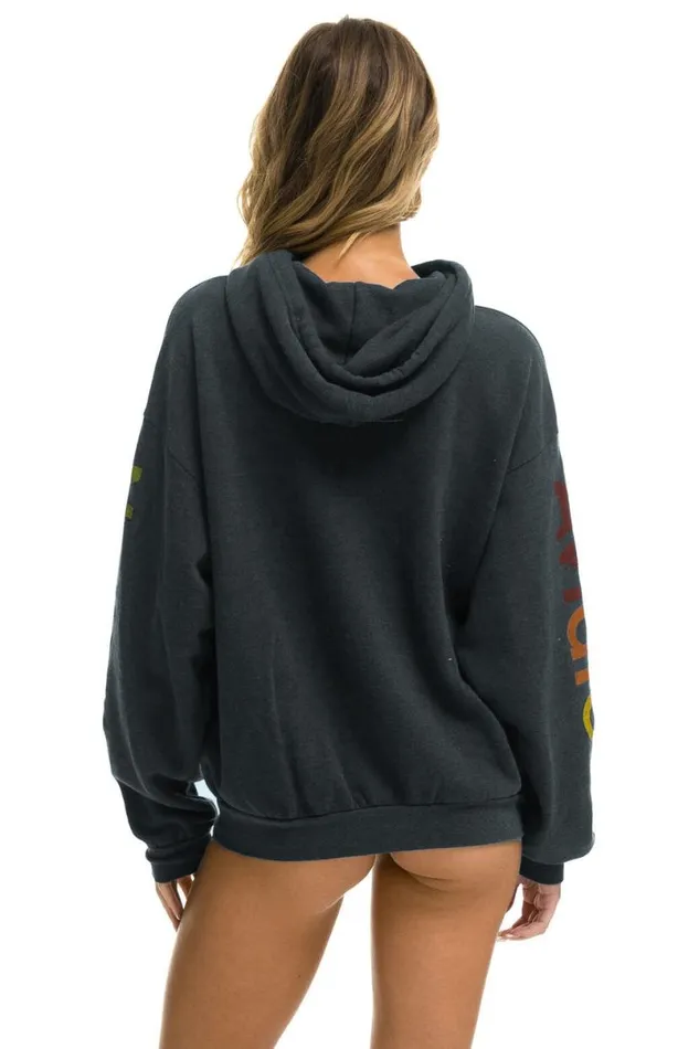 Hamptons Relaxed Pullover Hoodie 8211 Charcoal WomenMen Aviator Nation Hoodies