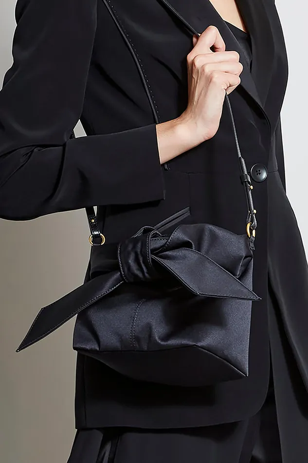 Handbags Women Elie Tahari Small Satin Knot Handbag BLACK