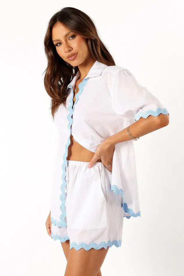 Harry Shirt White Blue Women Matching Sets Petal and Pup