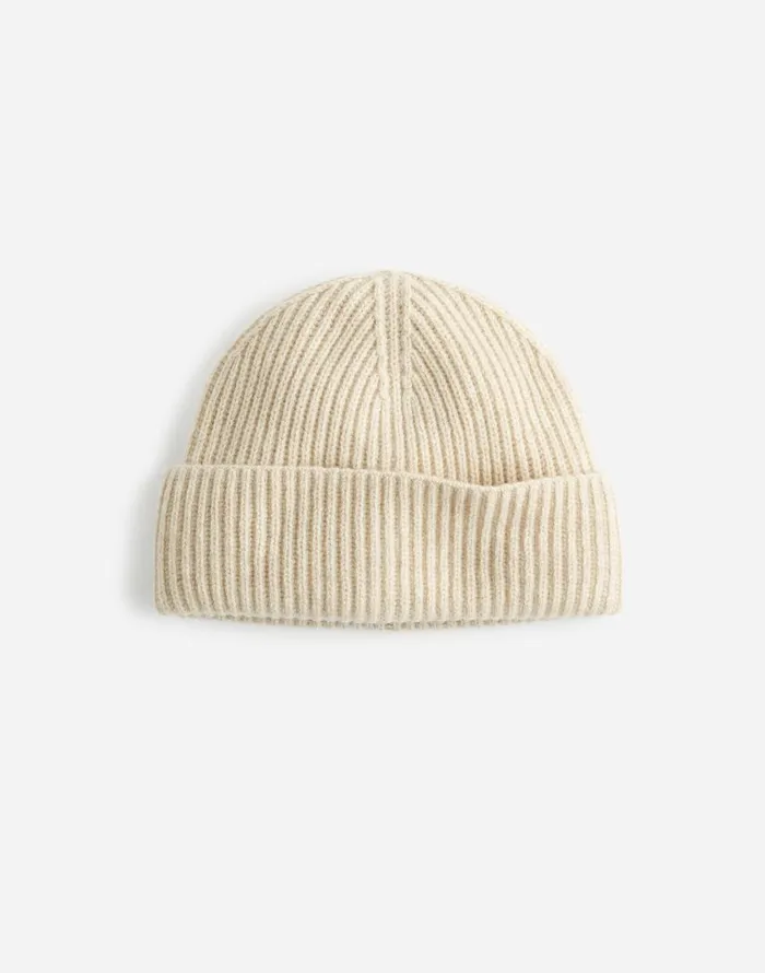 Hats and Scarves Men Madewell Rib Knit Beanie In SoftWool Heather Cream