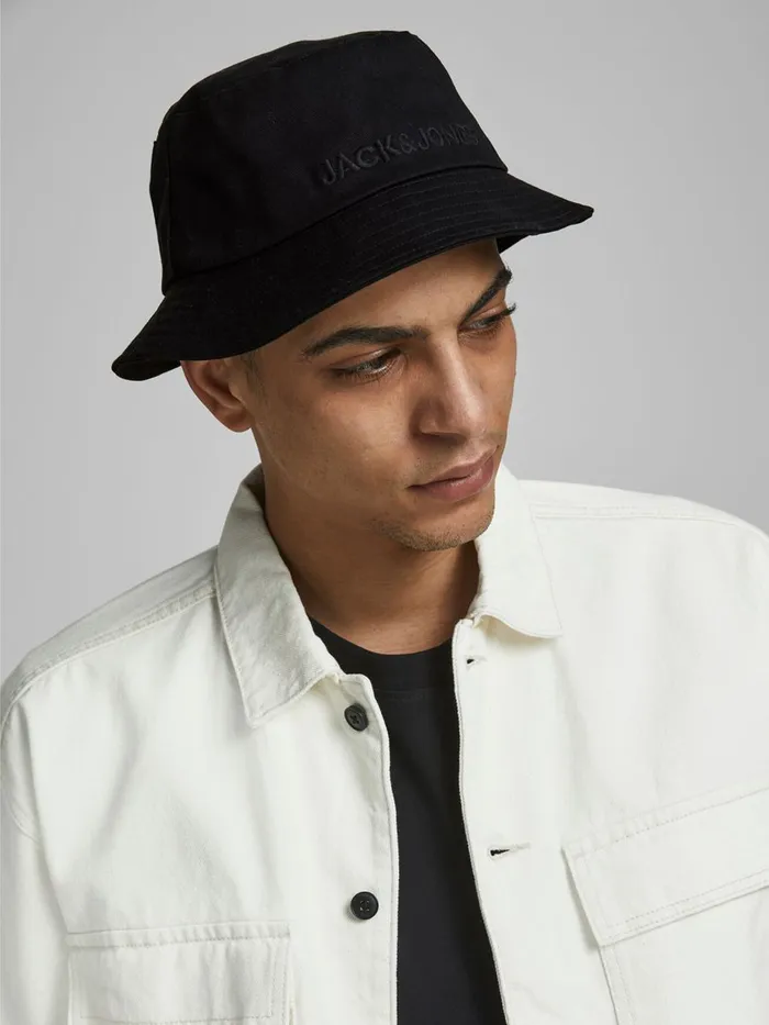 Hats JACK and JONES Mens WOVEN BUCKET HAT Black Black Near Me