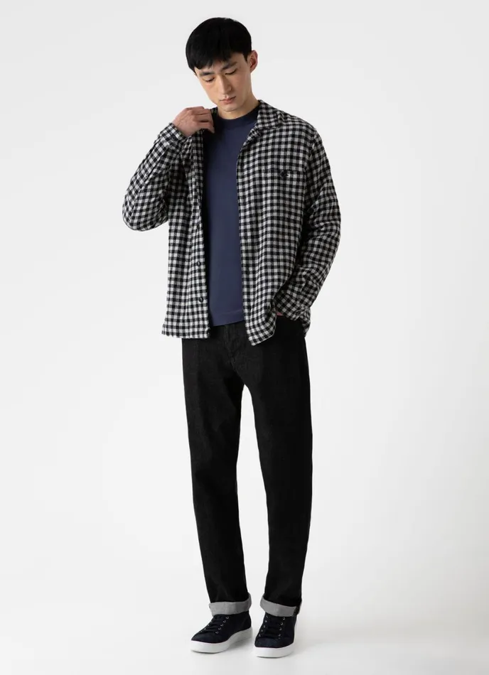 Heavy Flannel Overshirt Navyecru Check Men SUNSPEL Shirts