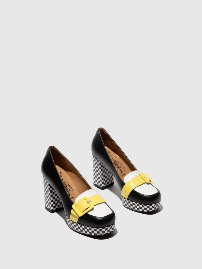 Heel Shoes ELLO242FLY BLACKWHITELEMON Women Fly London Shoes