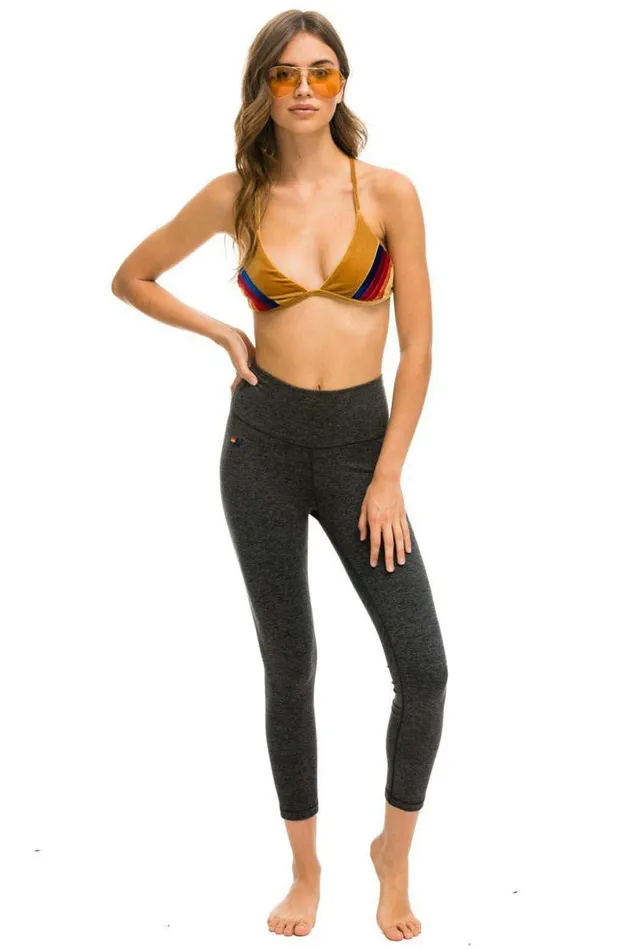 HiRise Crop Rainbow Bolt Fade Leggings 8211 Charcoal Rainbow Pink Women Aviator Nation Leggings