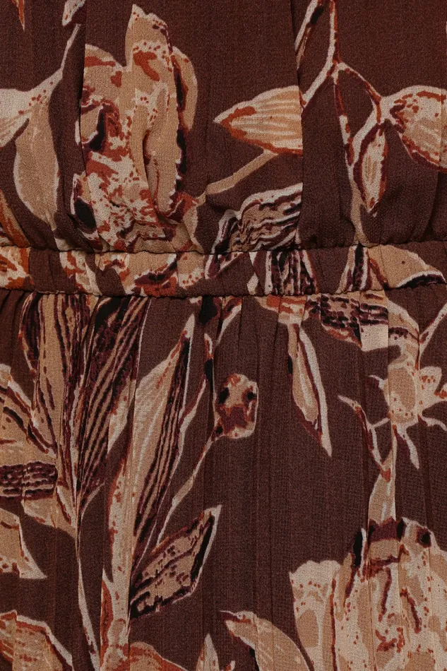 Hilary Pleated Maxi Dress Brown Floral Fall Dresses Petal and Pup Women