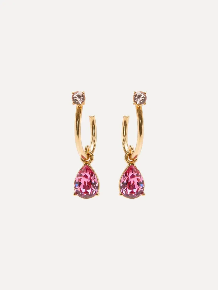 Hoop and Pear Drop Earrings Rose Women Oscar De La Renta Earrings