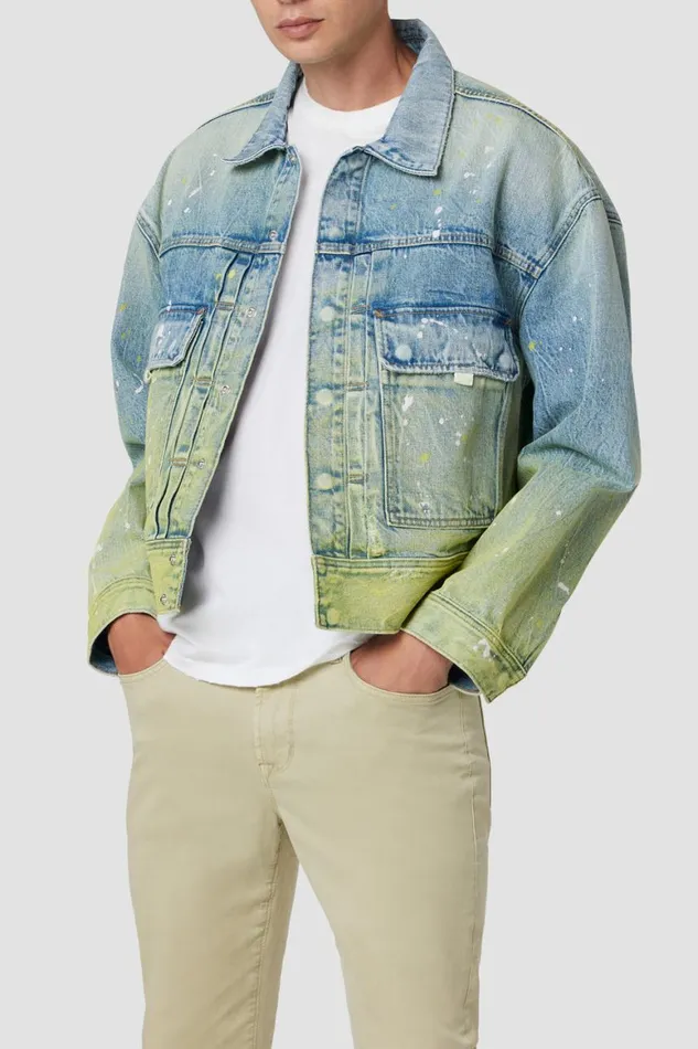 Hudson Jeans Jackets and Outerwear Boxy Trucker Jacket Gradient Lime 8211 Men