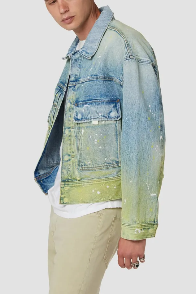 Hudson Jeans Jackets and Outerwear Boxy Trucker Jacket Gradient Lime 8211 Men Hudson Jeans Jackets and Outerwear Boxy Trucker Jacket Gradient Lime 8211 Men