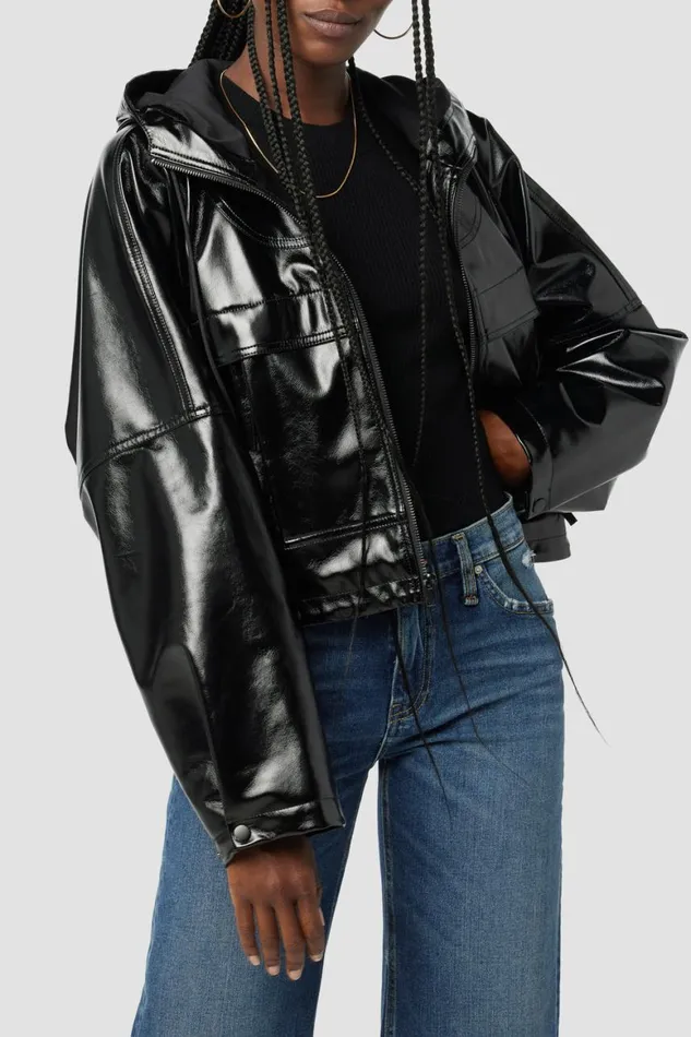 Hudson Jeans Jackets and Outerwear Sport Zip Jacket Black Patent 8211 Women