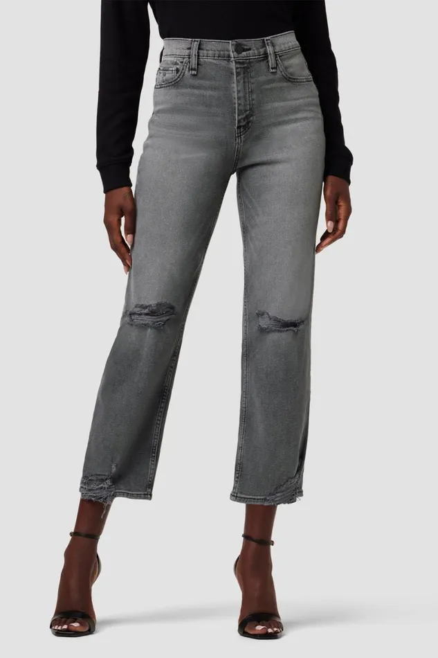 Hudson Jeans Straight Remi HighRise Straight Crop Jean Stone Grey Destructed 8211 Women Hudson Jeans Straight Remi HighRise Straight Crop Jean Stone Grey Destructed 8211 Women