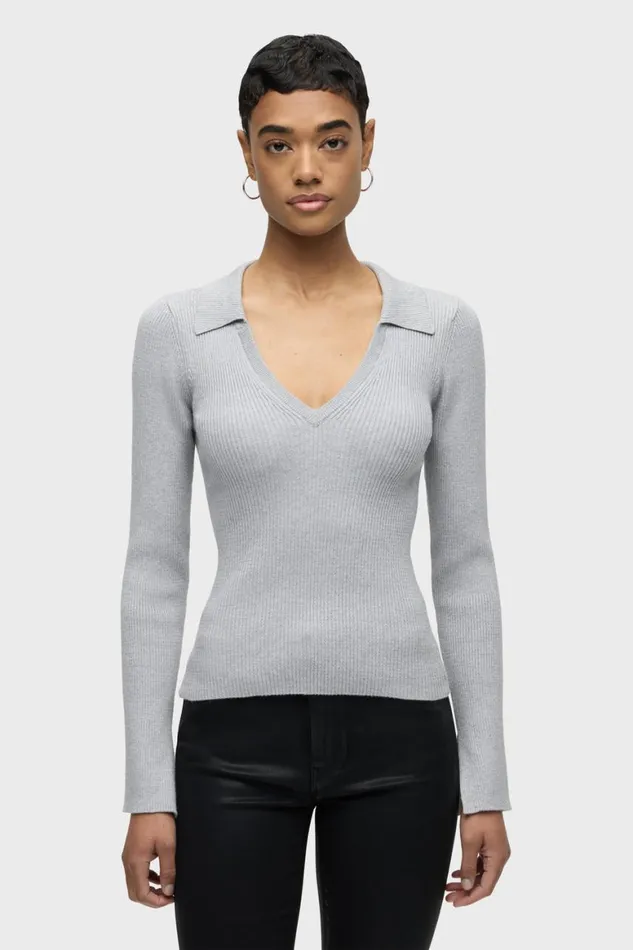 Hudson Jeans Tops and Sweaters Long Sleeve VNeck Popover Foxy Silver 8211 Women Hudson Jeans Tops and Sweaters Long Sleeve VNeck Popover Foxy Silver 8211 Women