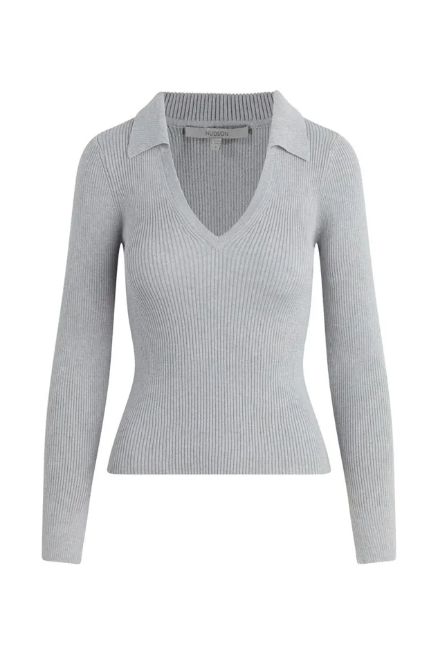 Hudson Jeans Tops and Sweaters Long Sleeve VNeck Popover Foxy Silver 8211 Women Hudson Jeans Tops and Sweaters Long Sleeve VNeck Popover Foxy Silver 8211 Women
