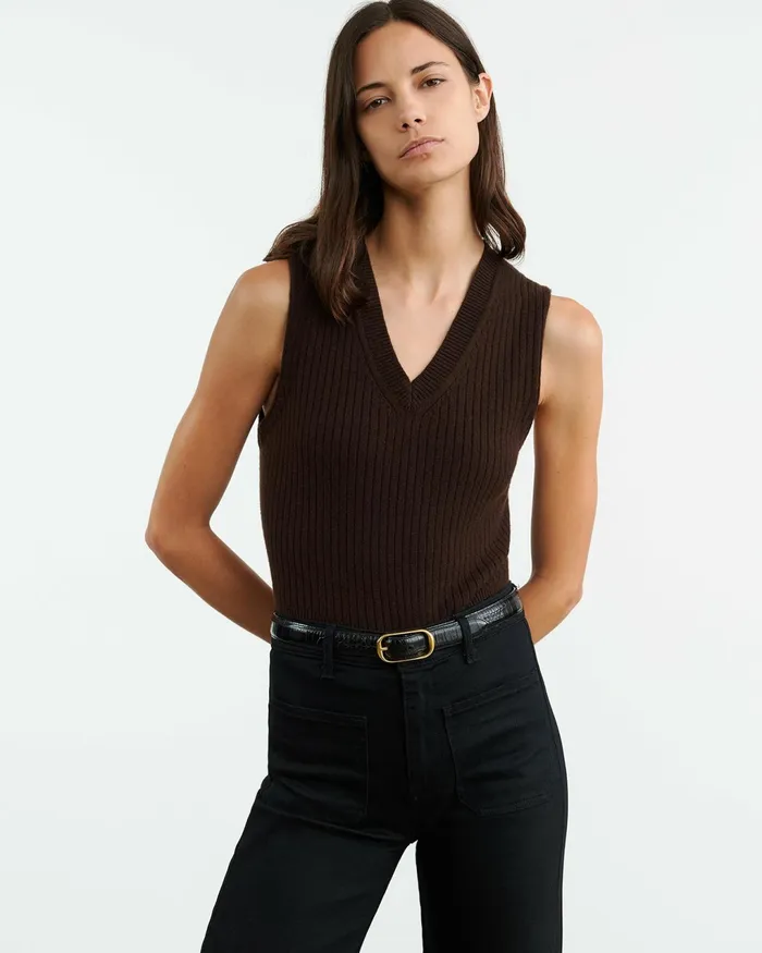 IKER CASHMERE VEST Espresso Women Nili Lotan Knits and Sweaters