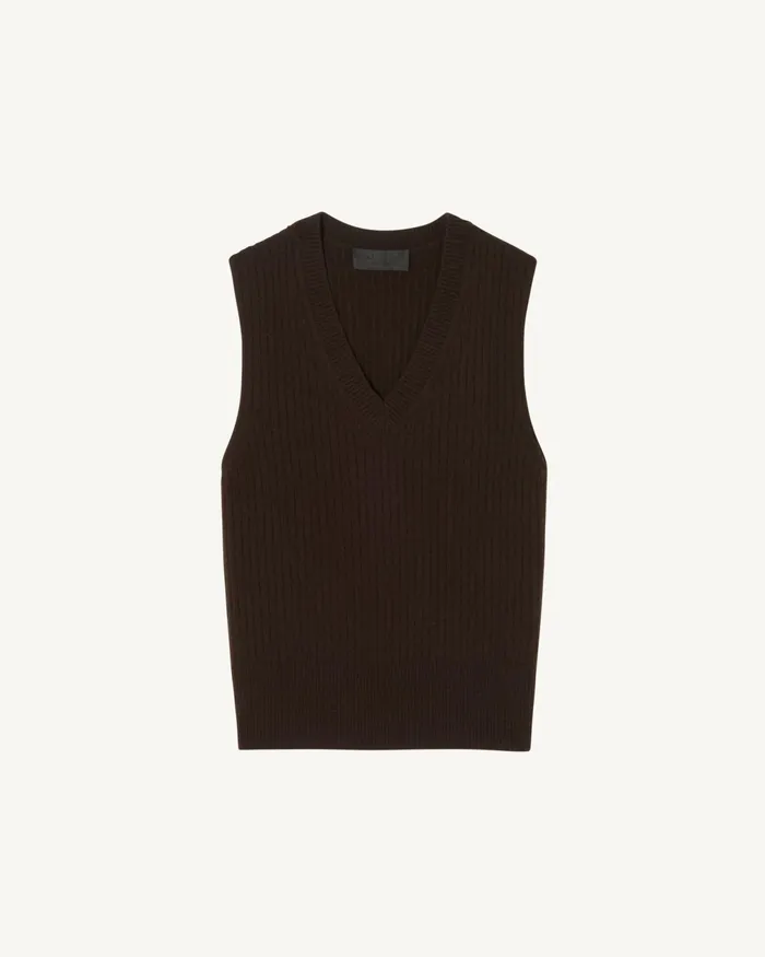 IKER CASHMERE VEST Espresso Women Nili Lotan Knits and Sweaters