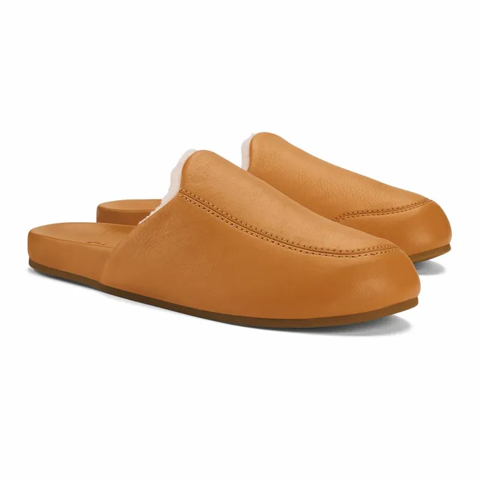 IndoorOutdoor Women Olukai Knea Leather Slipper Mules 8211 Saddle
