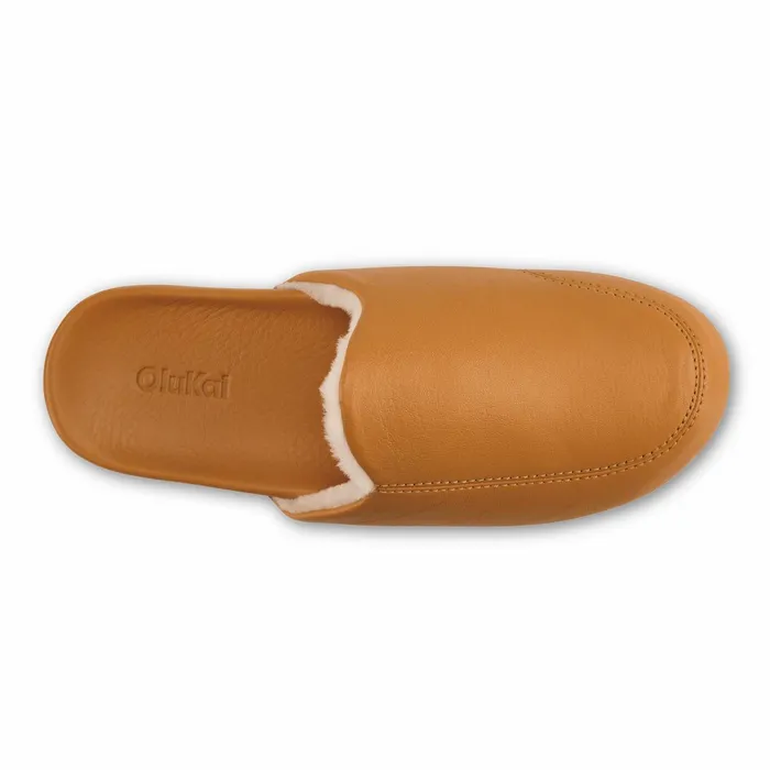 IndoorOutdoor Women Olukai Knea Leather Slipper Mules 8211 Saddle