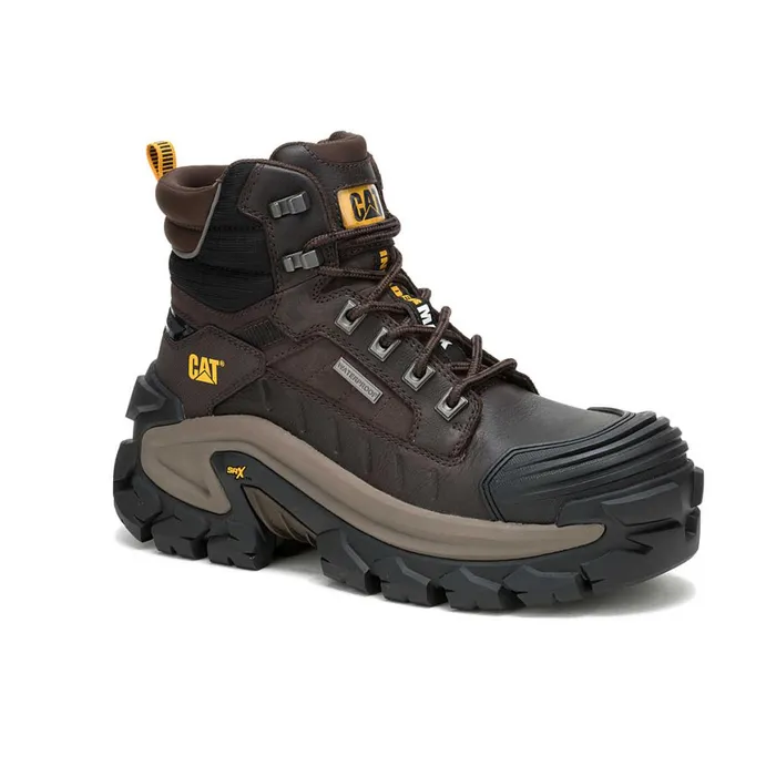 Invader Max Waterproof Composite Toe Work Boot Coffee Bean Men Cat Footwear Boots