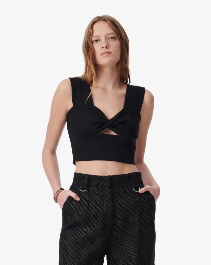 IRO AYISHA CROPPED CUTOUT TOP Black Women Tops and Shirts