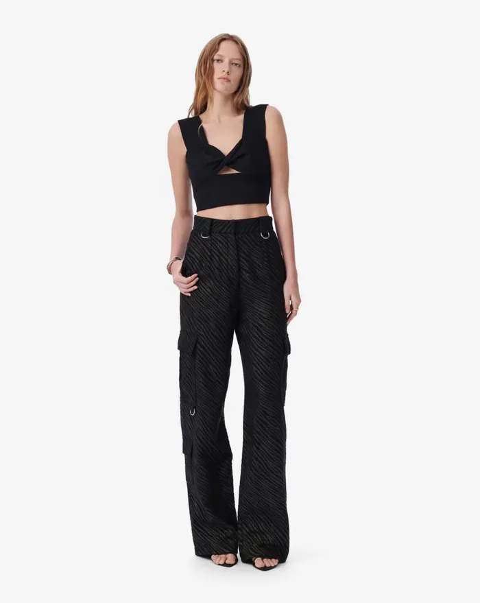 IRO AYISHA CROPPED CUTOUT TOP Black Women Tops and Shirts
