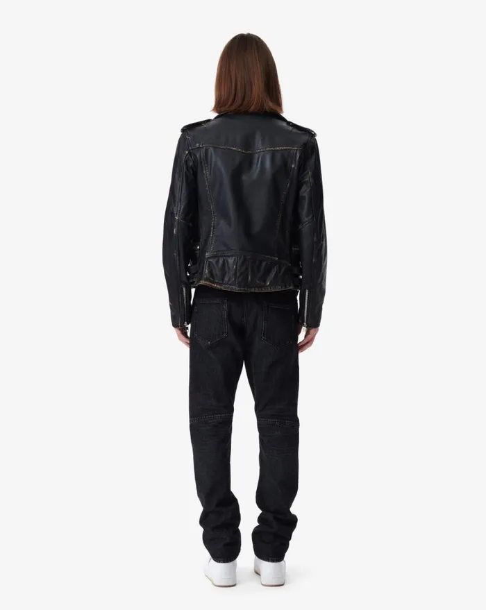 IRO CRUISE LEATHER BIKER JACKET Blackbeige Men Jackets and Coats
