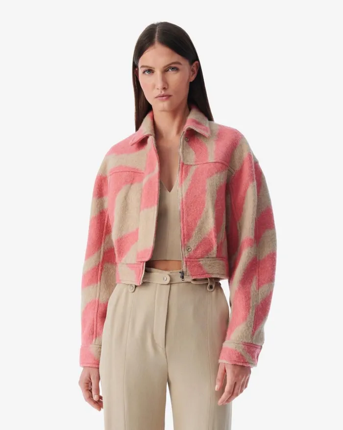 IRO ERAKI ZEBRA PATTERNED CROPPED JACKET Pink Beige Women Jackets and Coats
