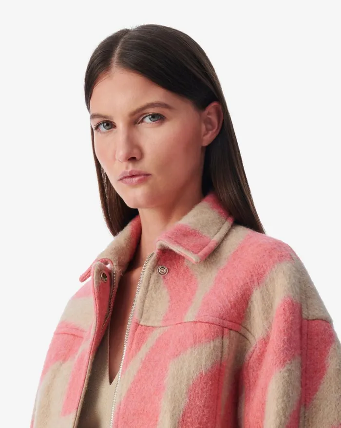 IRO ERAKI ZEBRA PATTERNED CROPPED JACKET Pink Beige Women Jackets and Coats